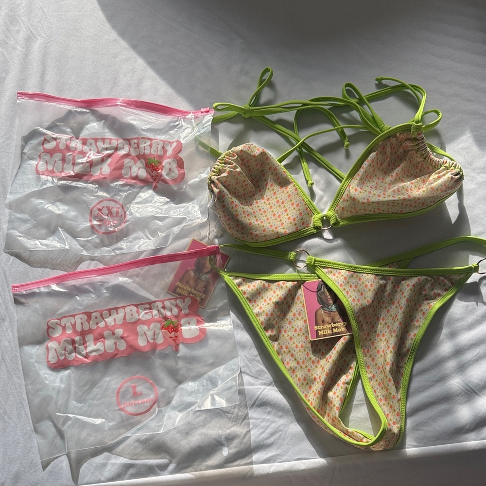 Strawberry Milk Mob Lime and Floral Bikini